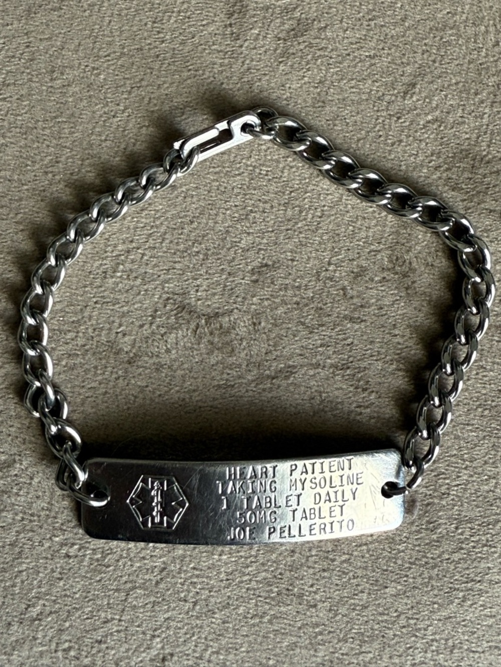 Medical ID Bracelet in Polished Silver Tone